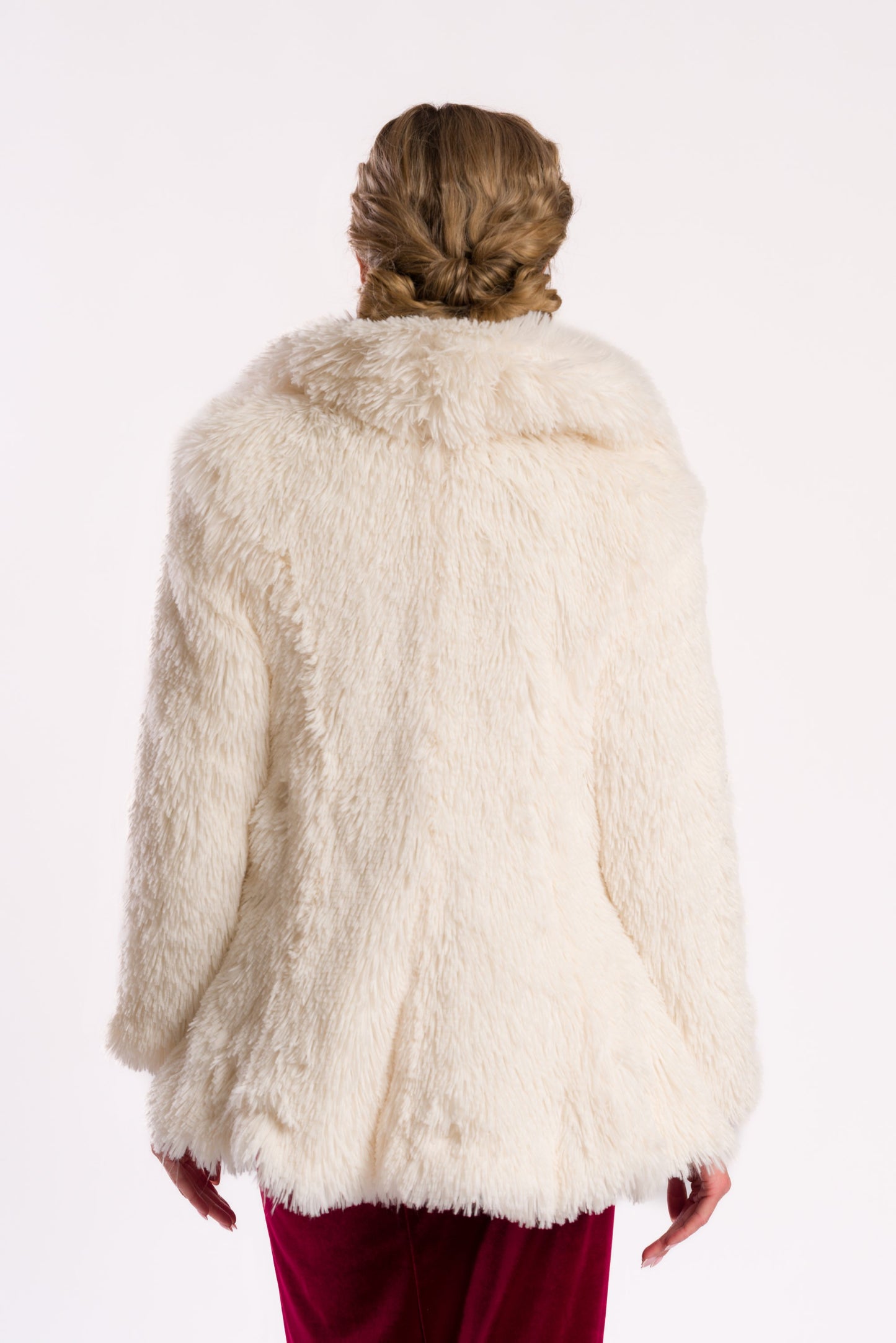 Creamy White Shaggy Faux Fur Coat