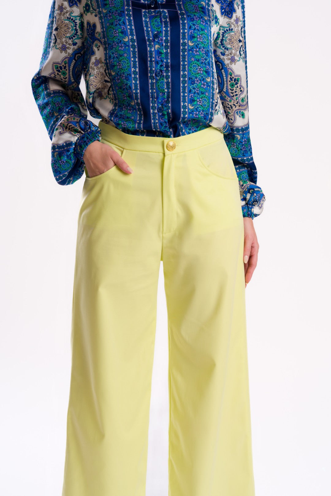 Lemon Yellow Wide-Leg Pants