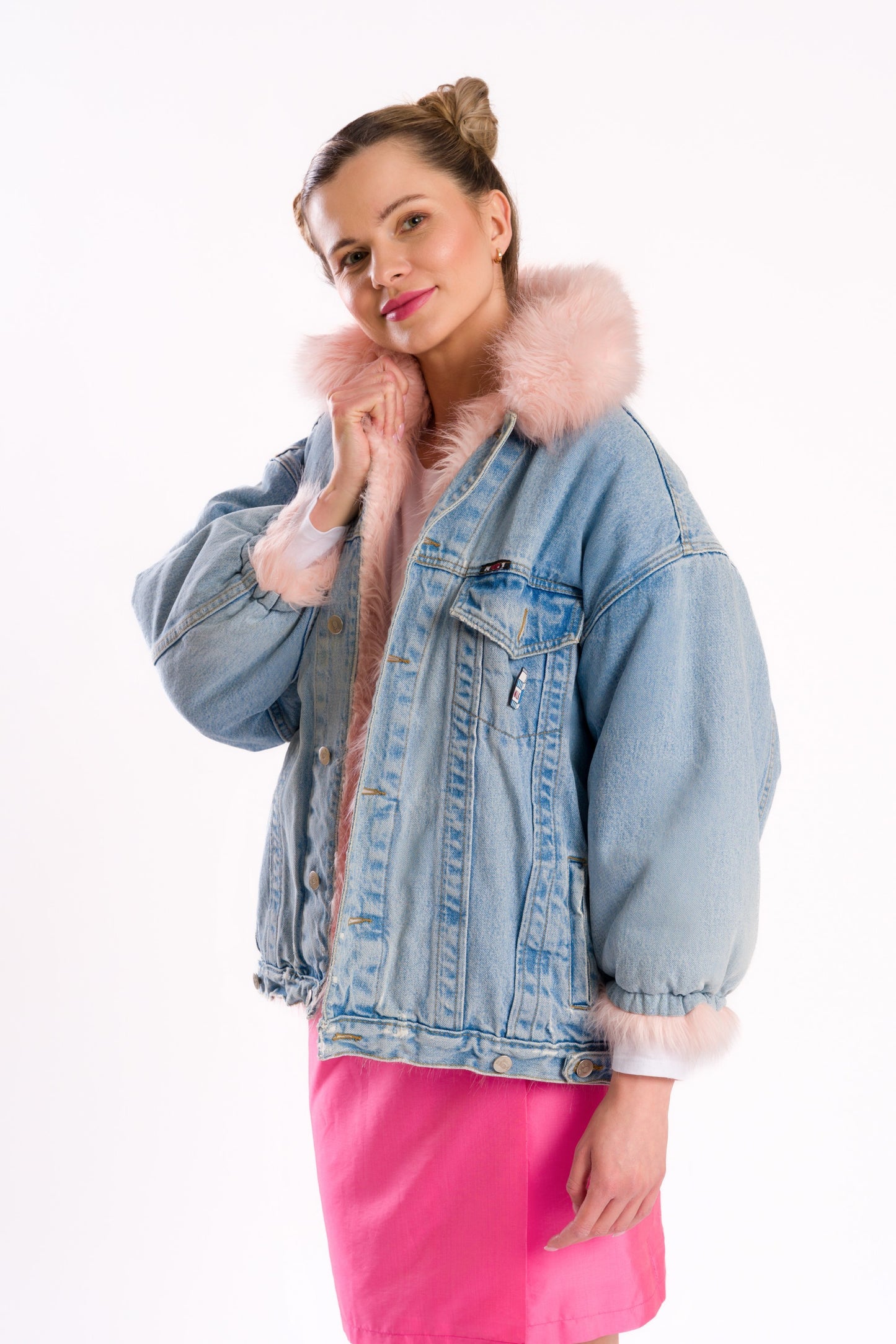Lonely faux fur denim jacket #recycled