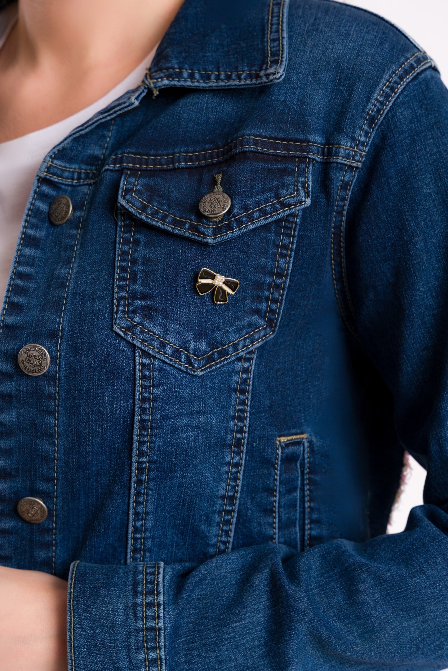 Sequined puppy denim jacket #recycled