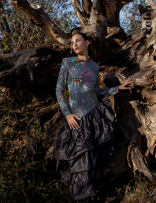 Sequined dress with ruffles