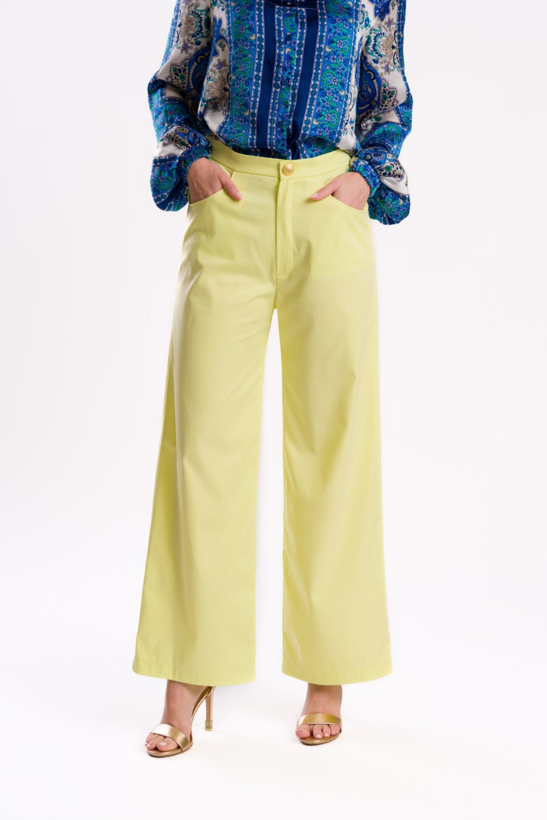 Lemon Yellow Wide-Leg Pants