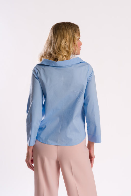 Classic Light Blue Button-Up Shirt Blouse