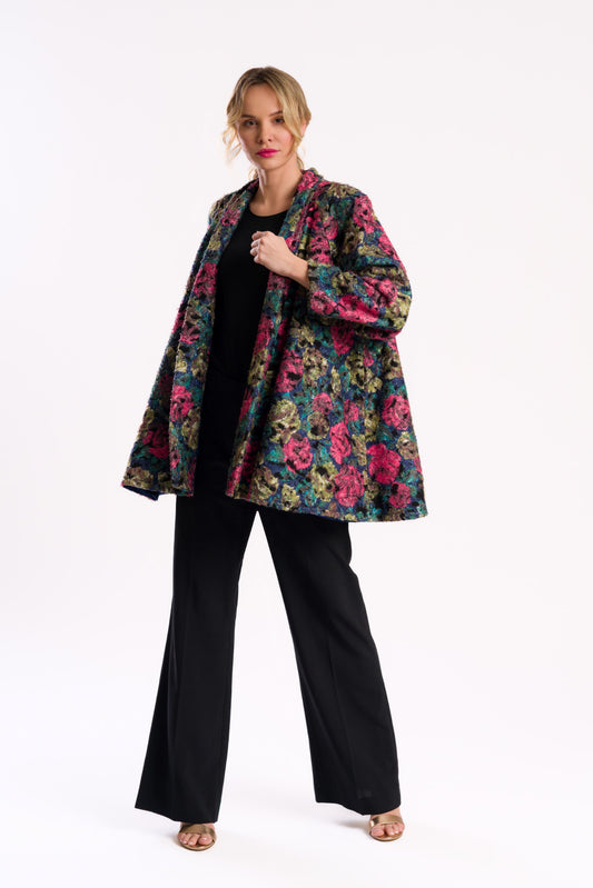 Multi-Colored Floral Bouclé Jacket/Coat