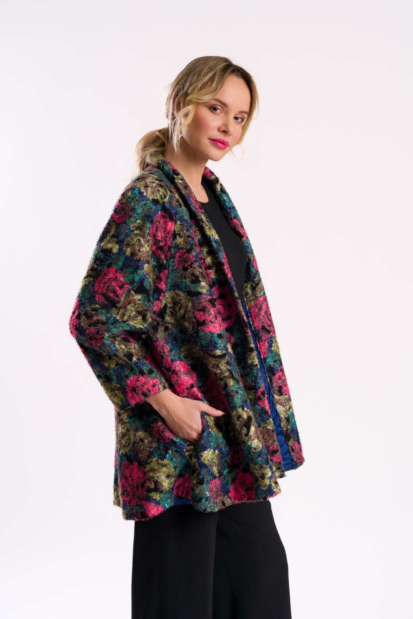 Multi-Colored Floral Bouclé Jacket/Coat