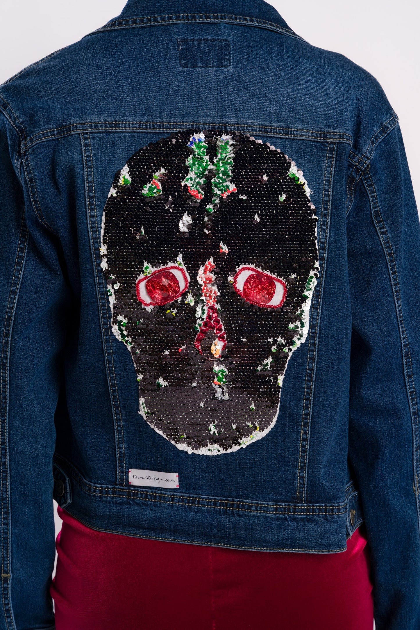 Reversible sequin dkull denim jacket #recycled