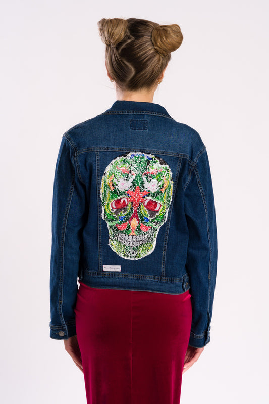 Reversible sequin dkull denim jacket #recycled