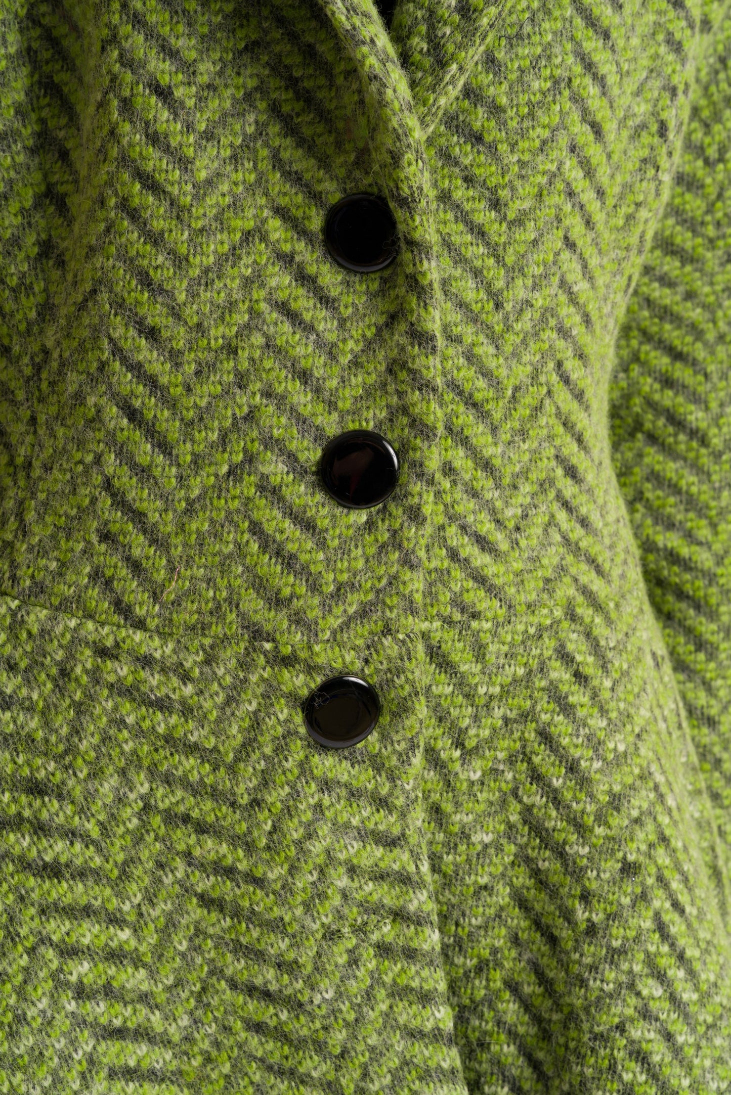 Green Herringbone Fitted Coat