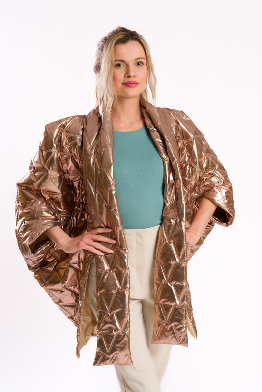 The metallic puffer poncho