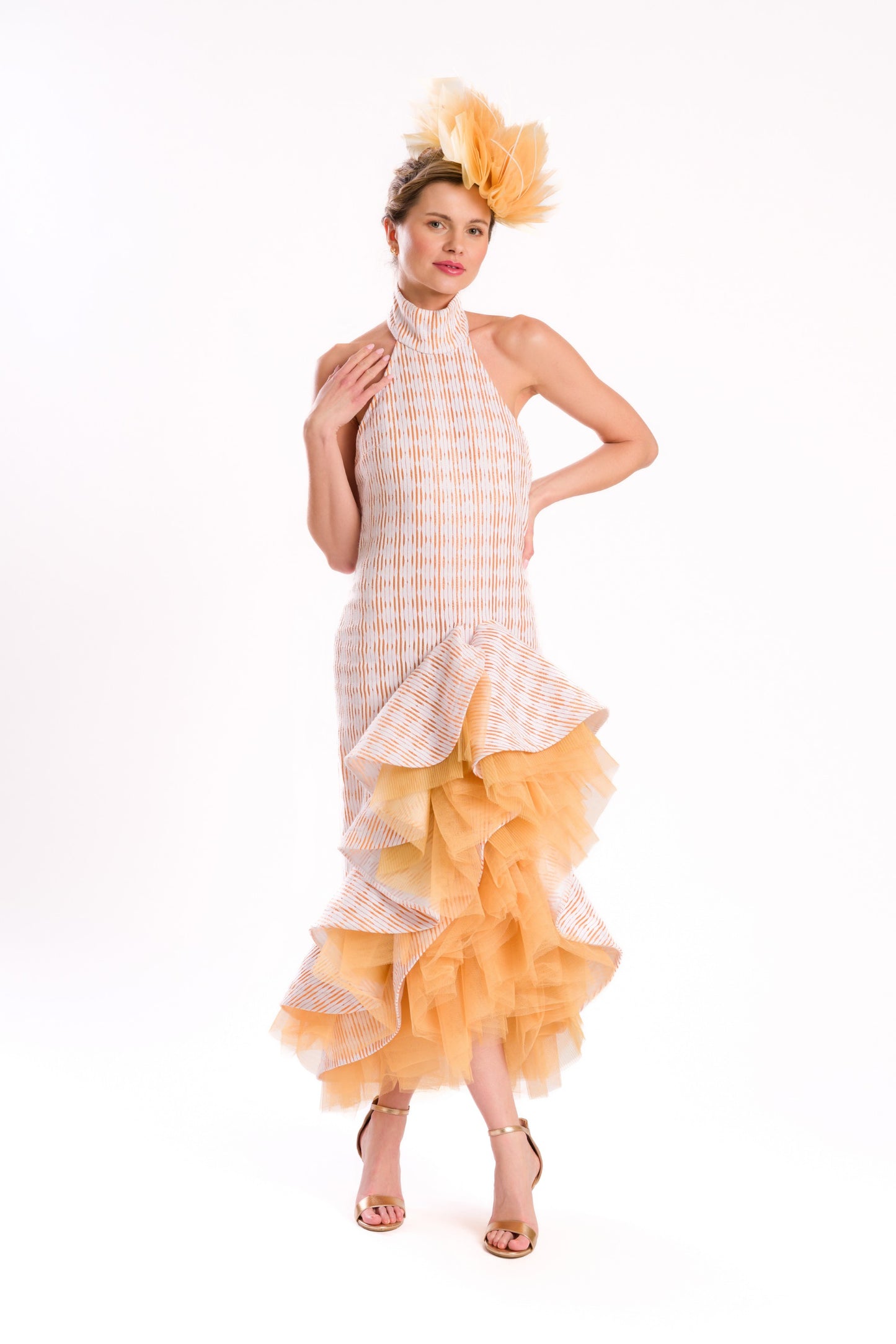 The Ruffled Tulle Dress & Fascinator Set