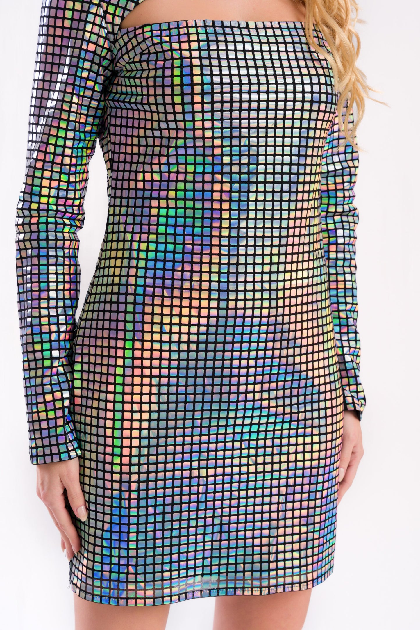 Sequined mini dress with cut-out
