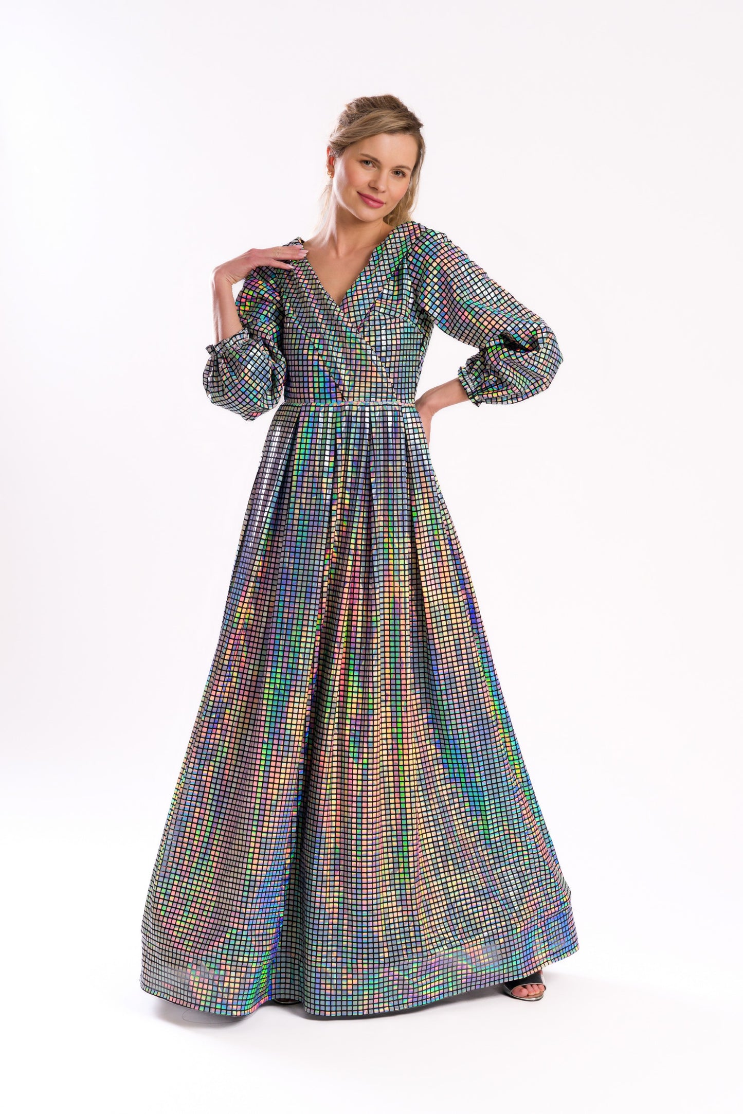 Sequined maxi dress with V-neck