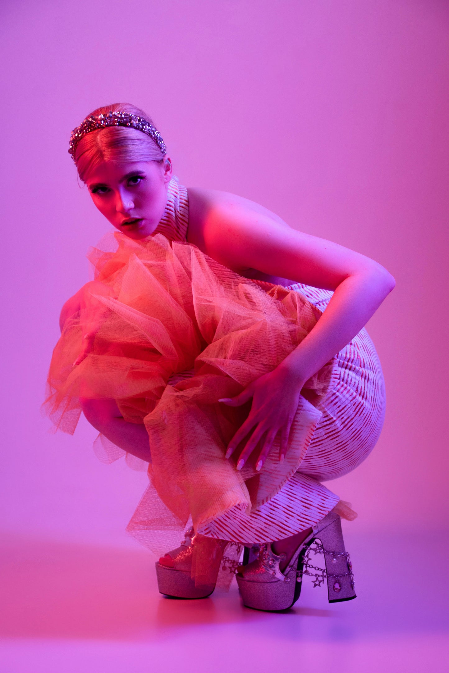 The Ruffled Tulle Dress & Fascinator Set