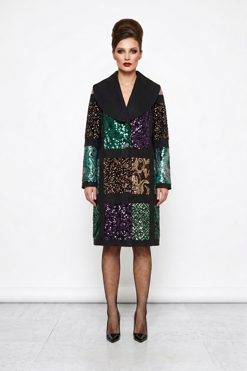 Upcycled Lace and Sequin Patchwork Coat