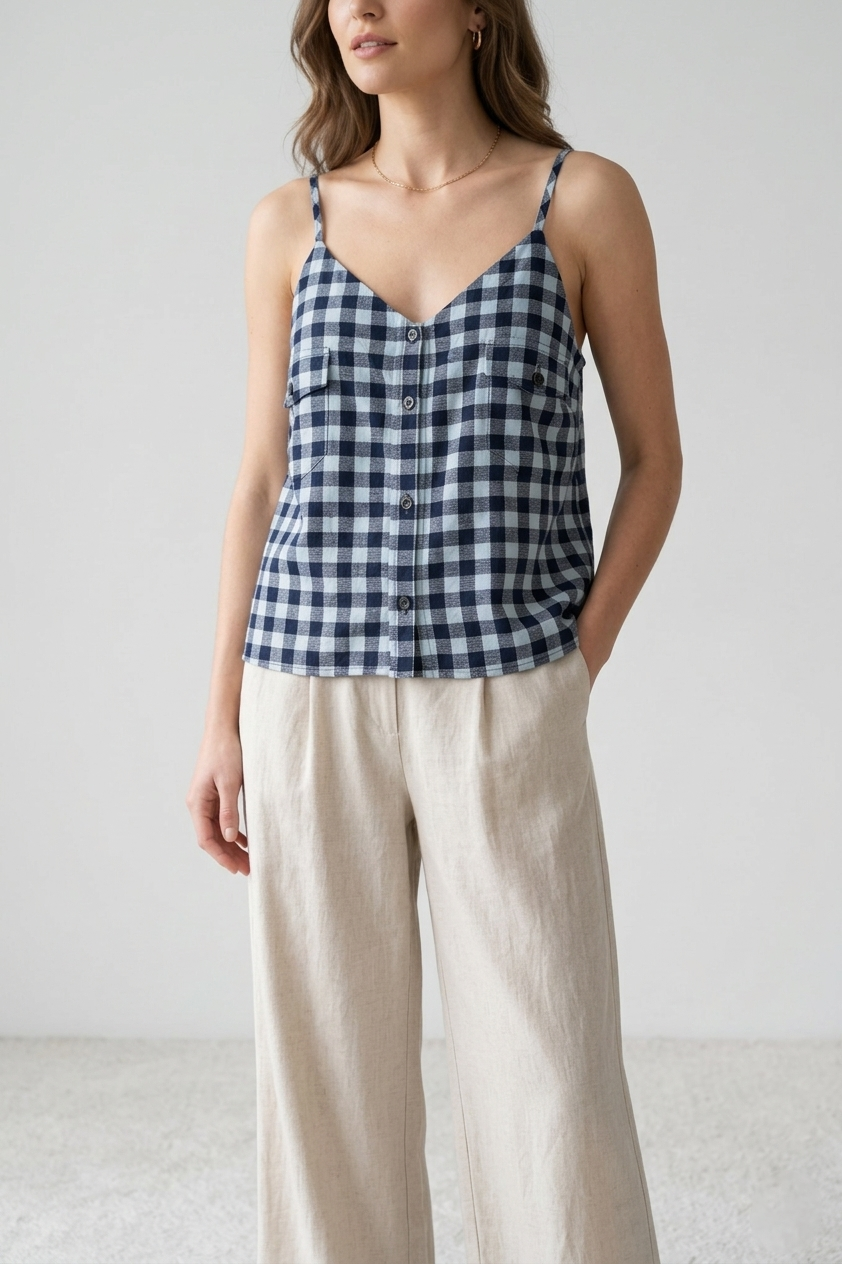 Upcycled Men's Gingham Flannel Cami Top