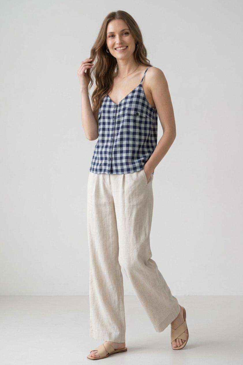 Upcycled Men's Gingham Flannel Cami Top