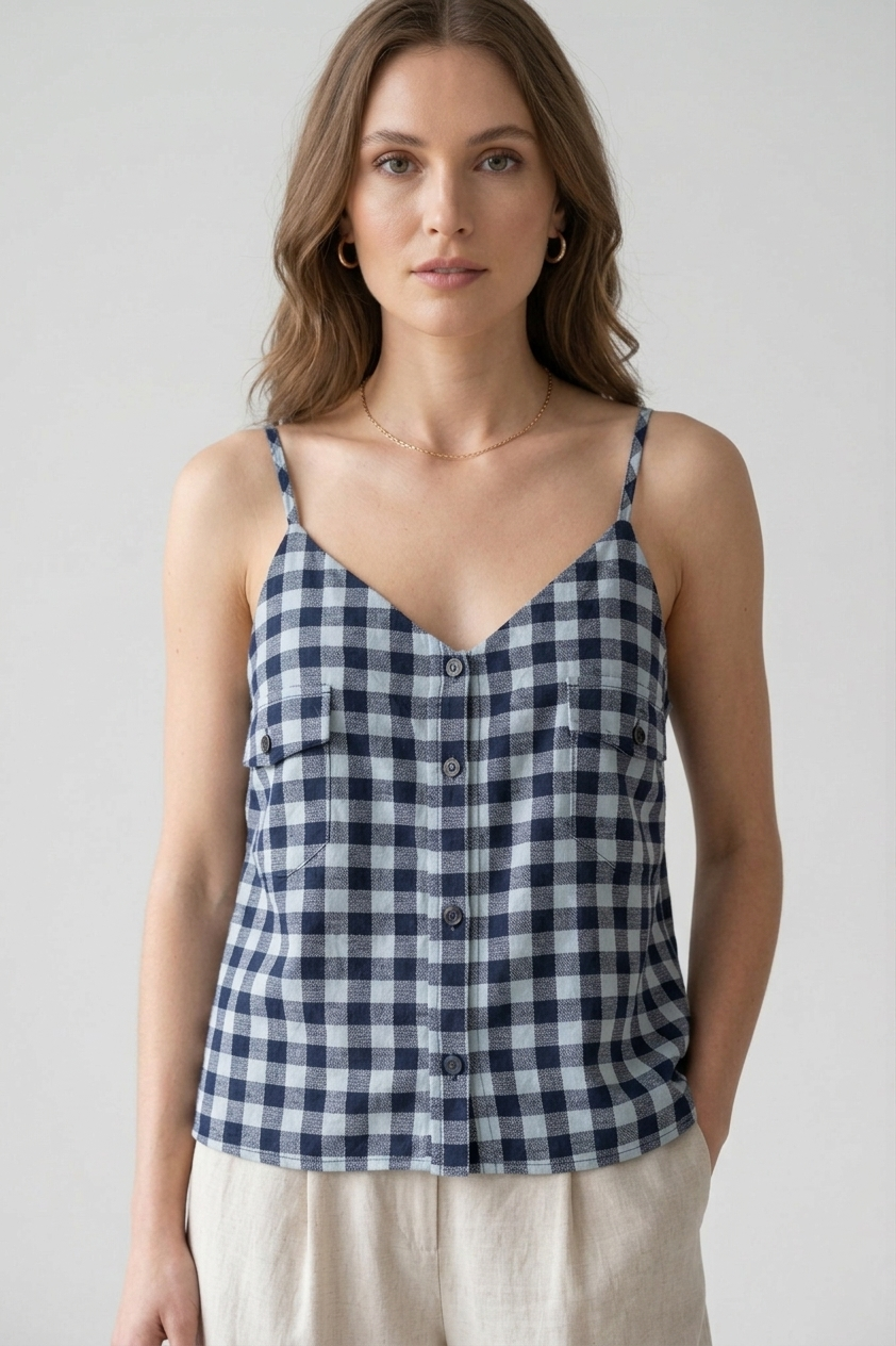 Upcycled Men's Gingham Flannel Cami Top