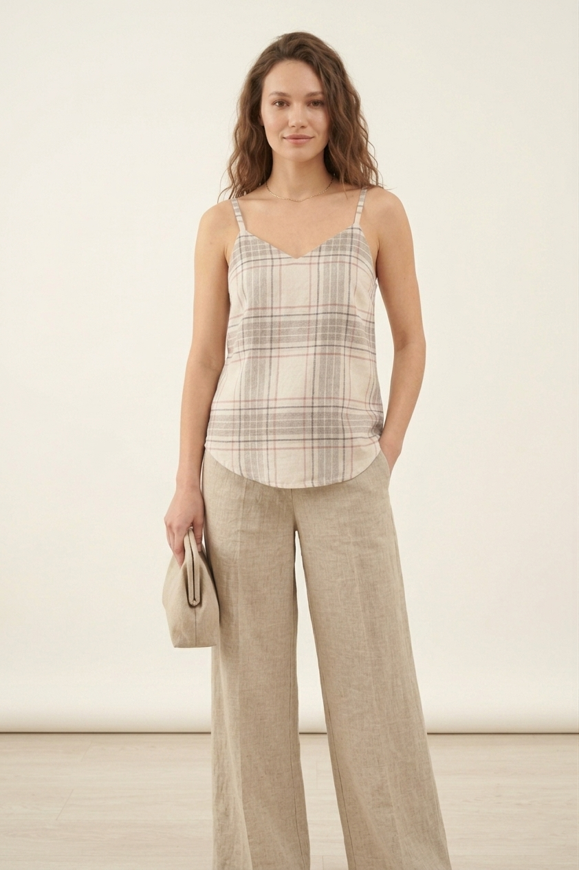Upcycled Flannel Plaid Cami Top from Men's Shirt